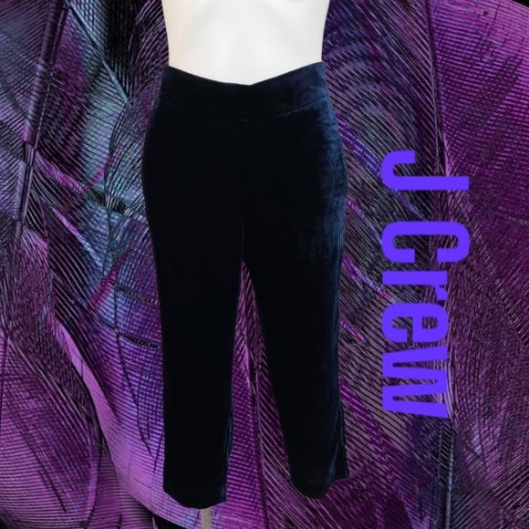 J.Crew Black Label Women's Blue Velour Pants 6 Petites - Picture 1 of 10